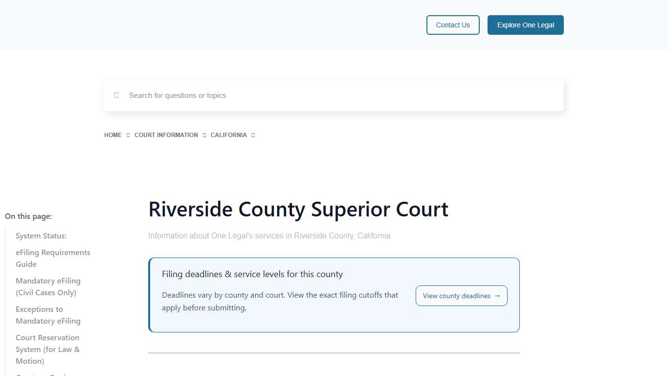 Riverside County Superior Court - One Legal